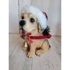 Baby golden retriever‎ dog santa hat bell realistic xmas decor cute
